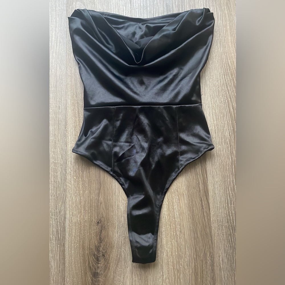 Black Satin Bodysuit